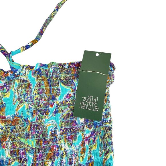Wild Fable Women's Sleeveless Woven Smocked Romper - Blue Paisley XX Small NWT - Picture 11 of 16